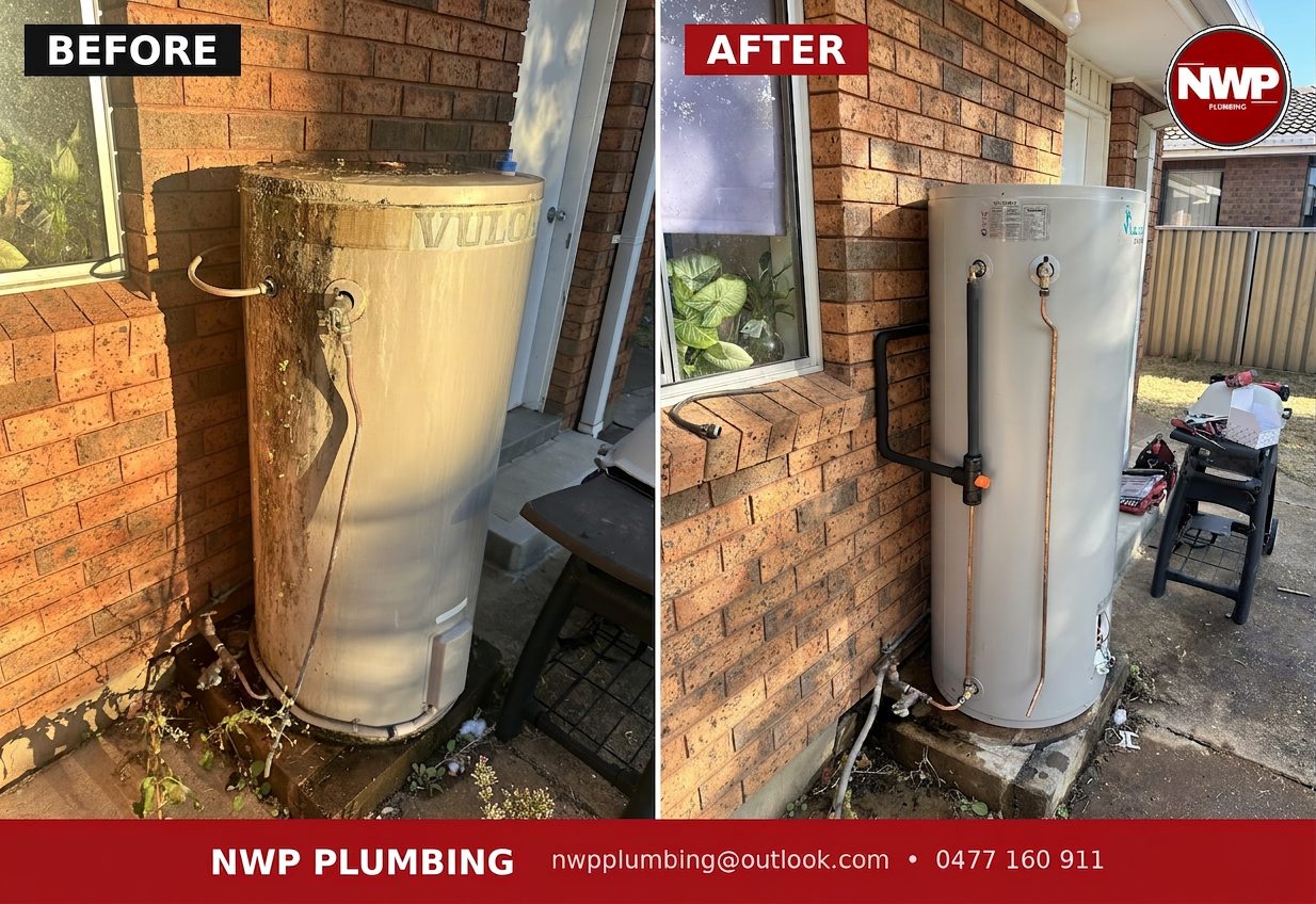 Completed hot water tank installation