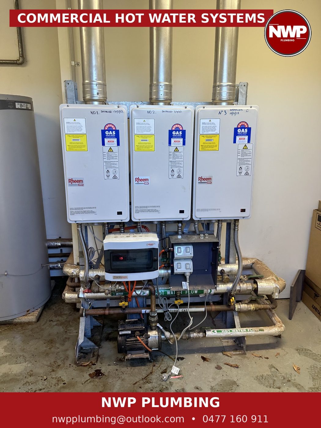 Commercial hot water system installation